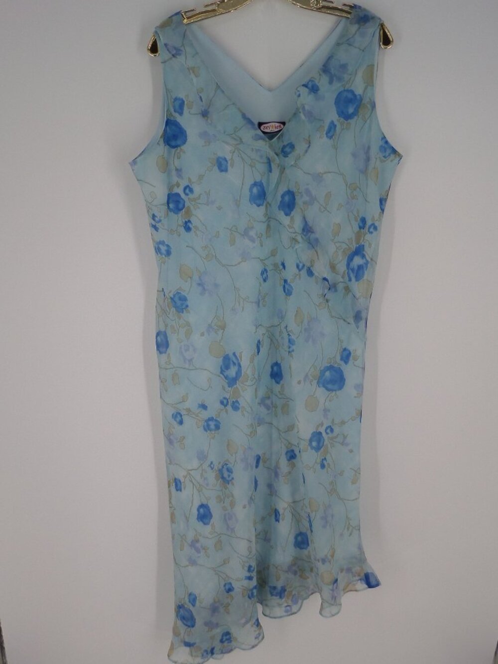 Zoey Beth Woman's Summer Long Blue Floral Dress Size 3X NWOT